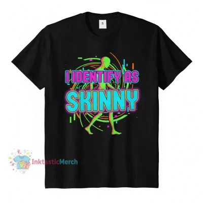 I Identify As Skinny Men's Heavyweight T-Shirt - Black, Size S