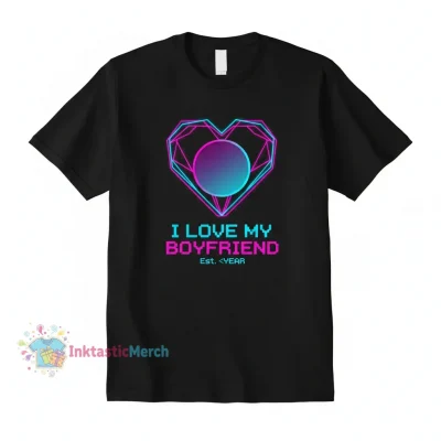 Personalized "I Love My Boyfriend" Custom Photo T-Shirt | Men's Heavyweight Black