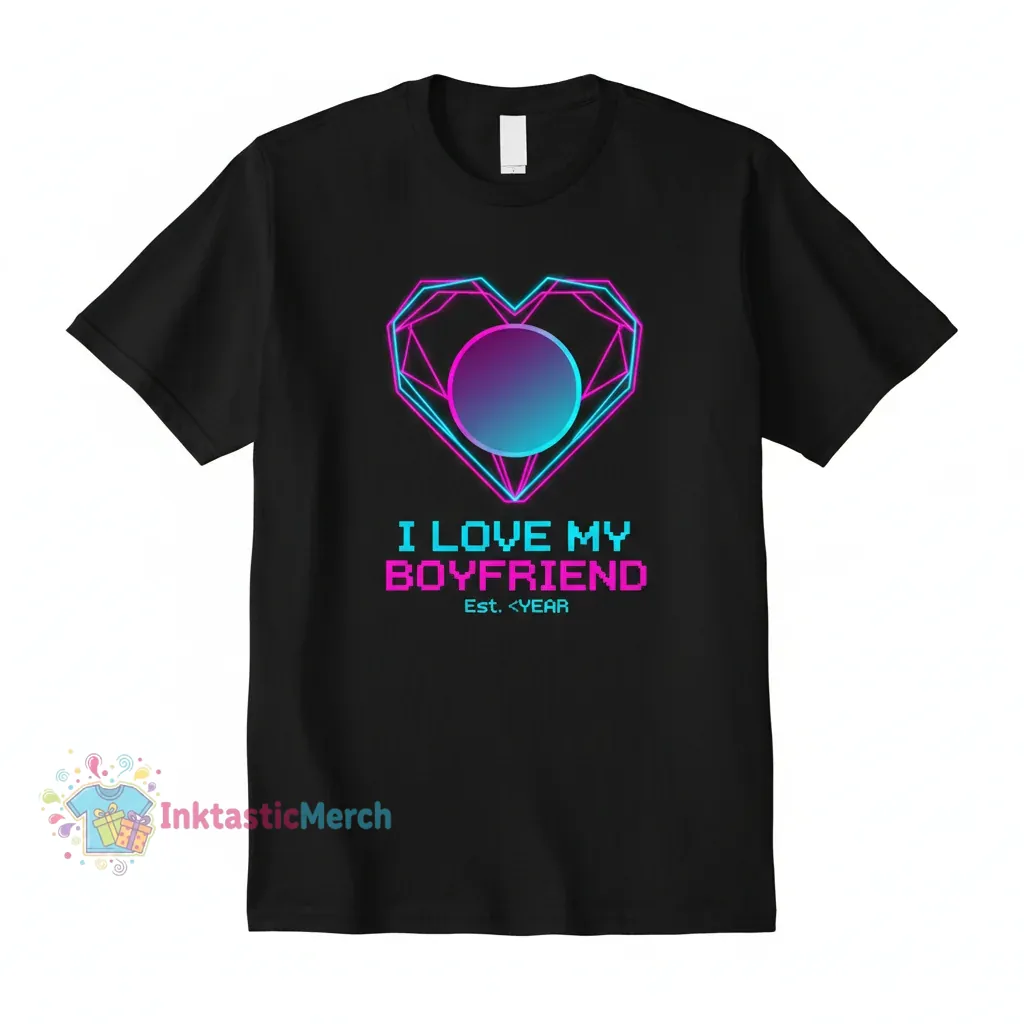 Personalized "I Love My Boyfriend" Custom Photo T-Shirt | Men's Heavyweight Black 1 Personalized "I Love My Boyfriend" Custom Photo T-Shirt | Men's Heavyweight Black