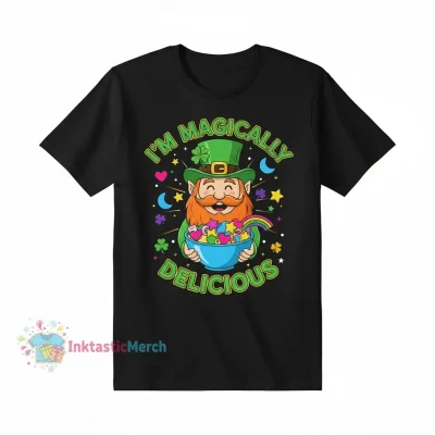 Youth Saint Patrick's Day 'I'm Magically Delicious' Heavyweight T-Shirt - Black, XL