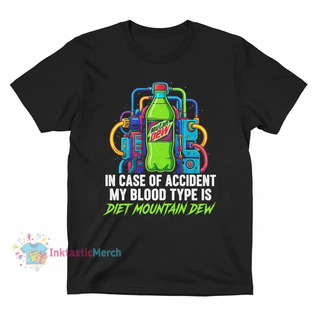 Diet Mountain Dew Blood Type Tee - Black (Men's Heavyweight) 1 Diet Mountain Dew Blood Type Tee - Black (Men's Heavyweight)