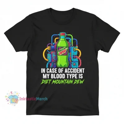 Diet Mountain Dew Blood Type Tee - Black (Men's Heavyweight)