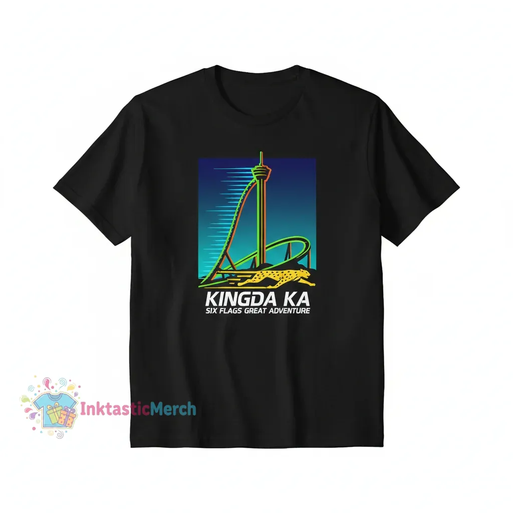 Kingda Ka Six Flags Thrill Ride T-Shirt Design - House Flag Black 1 Kingda Ka Six Flags Thrill Ride T-Shirt Design - House Flag Black