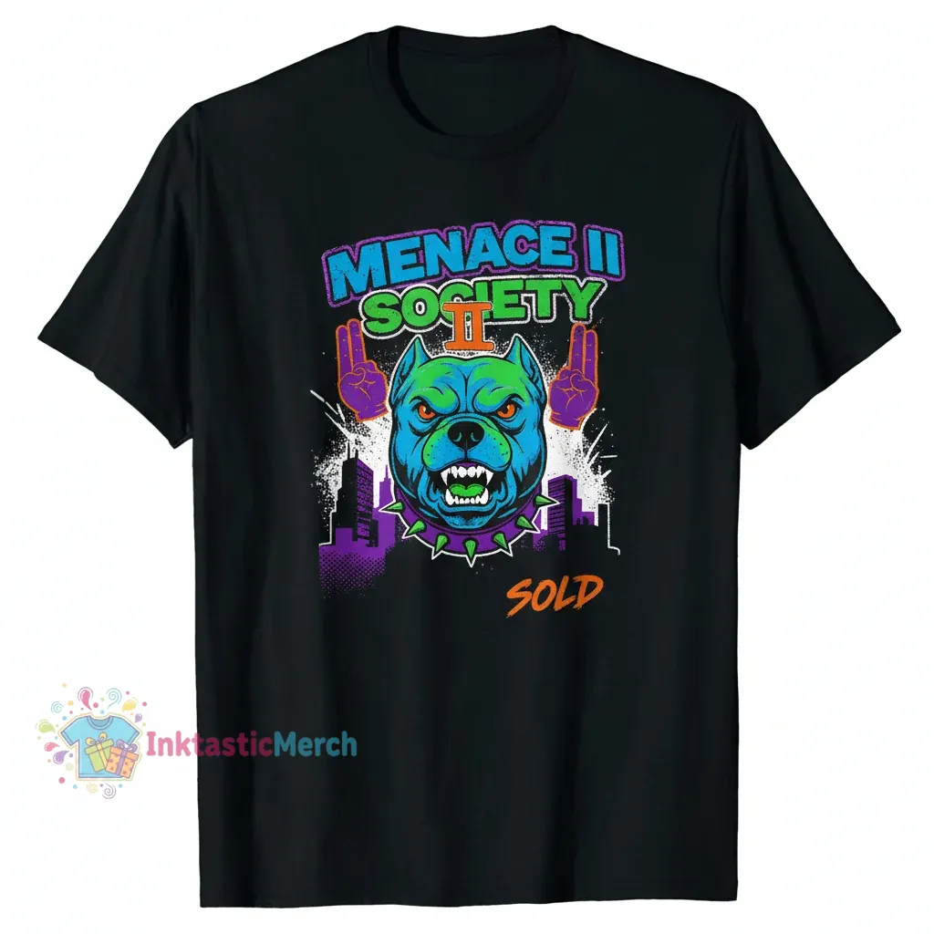 Menace To Society: "Menace II Society" Heavyweight Men's T-Shirt - Black (Size S) 1 Menace To Society: "Menace II Society" Heavyweight Men's T-Shirt - Black (Size S)