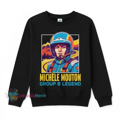 Michele Mouton Rally Driver Kids Crewneck Sweatshirt - 4T Black