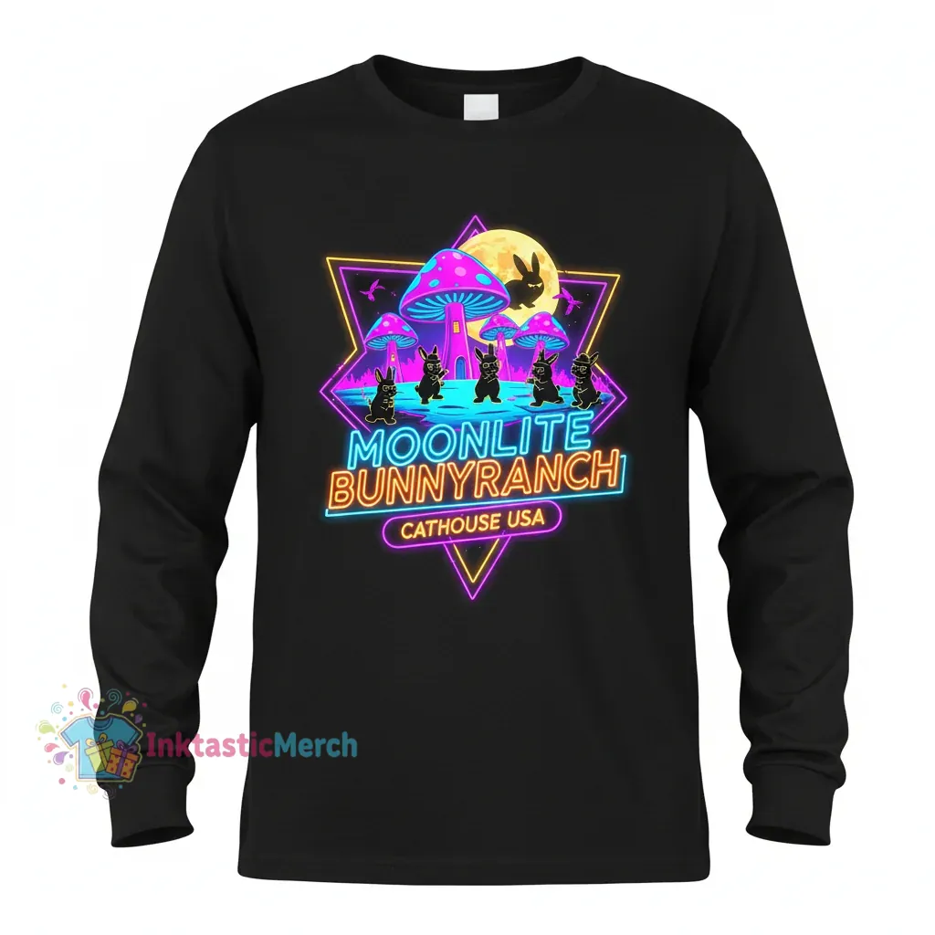 Moonlite BunnyRanch USA Black Heavyweight Long T-Shirt - S 1 Moonlite BunnyRanch USA Black Heavyweight Long T-Shirt - S