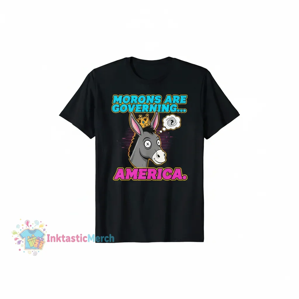 Morons Are Governing America T-Shirt - Durable Men's Heavyweight Tee - Black (Small) 1 Morons Are Governing America T-Shirt - Durable Men's Heavyweight Tee - Black (Small)