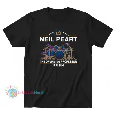 Neil Peart "The Drumming Professor" Rush Drummer T-Shirt - Men's Heavyweight Black