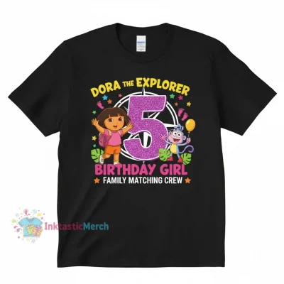Dora The Explorer Birthday Kid T-Shirt | Family Matching | Men's Classic Black
