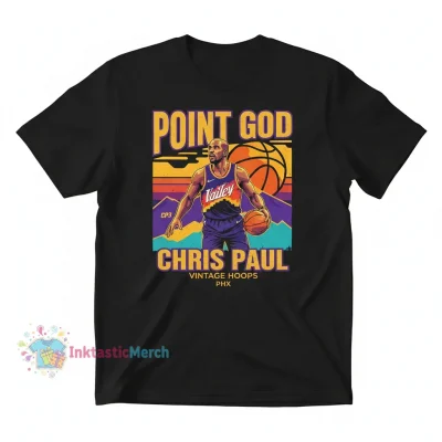 Point God Vintage Chris Paul Men's Black Heavyweight T-Shirt - Size S