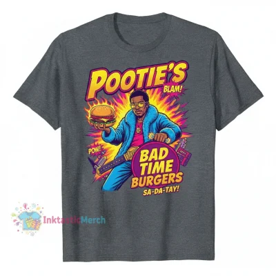 Pootie's Bad Time Burgers T-Shirt Men's Heavyweight Tee - Pootie Tang Inspired - Sport Grey - Size M