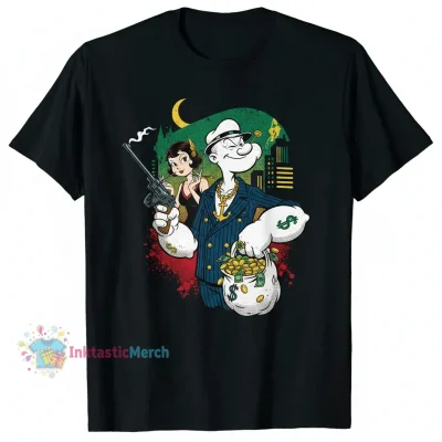 Popeye Gangster T-Shirt Men's Classic Fit Black - Size S