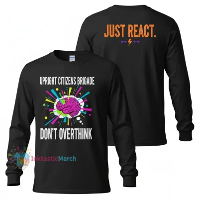 Rare Upright Citizens Brigade (UCB) 'Don't Think' Double Sided Long Sleeve Youth T-Shirt XL Black