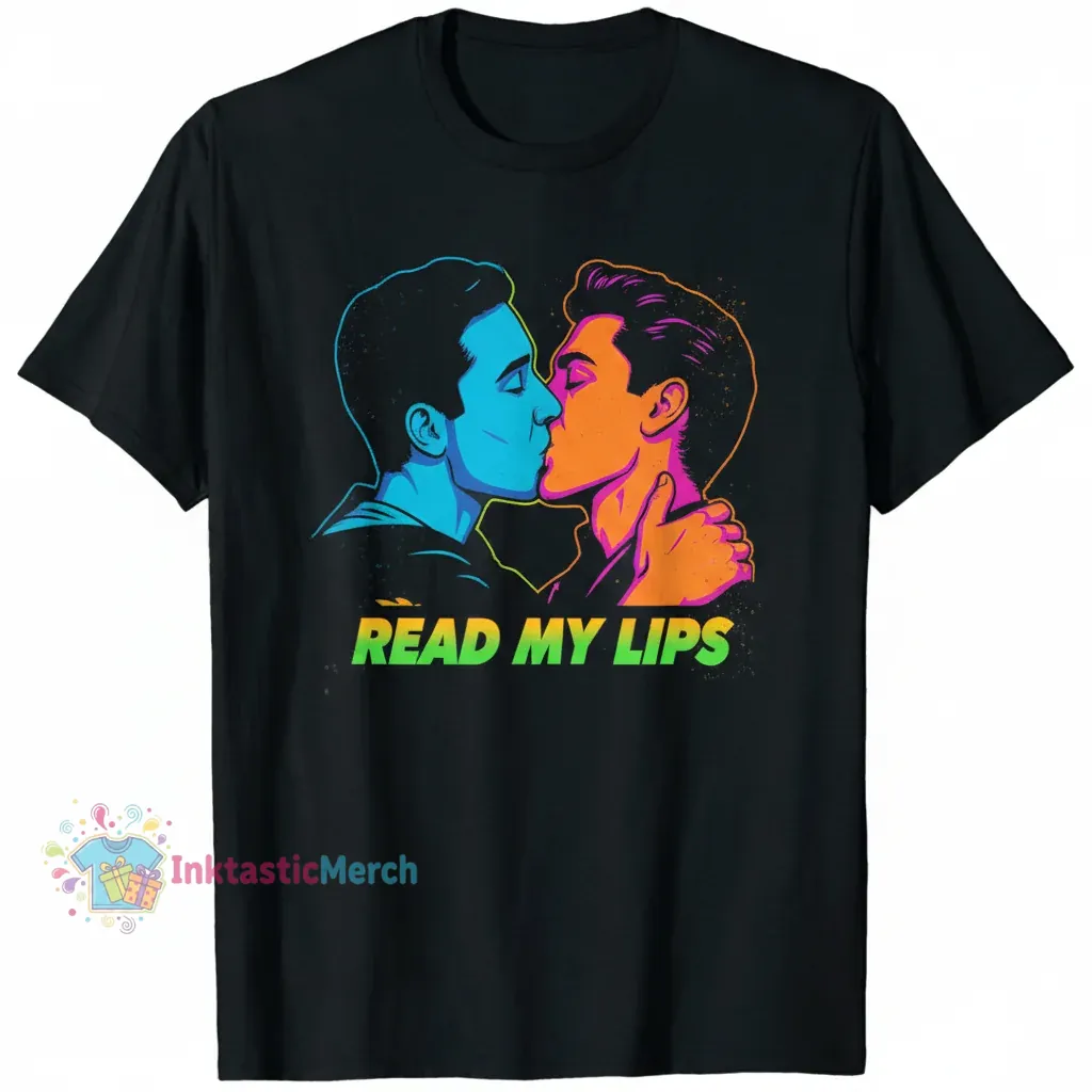 Read My Lips Gay Men Kissing Heavyweight T-Shirt - Black, Size S 1 Read My Lips Gay Men Kissing Heavyweight T-Shirt - Black, Size S