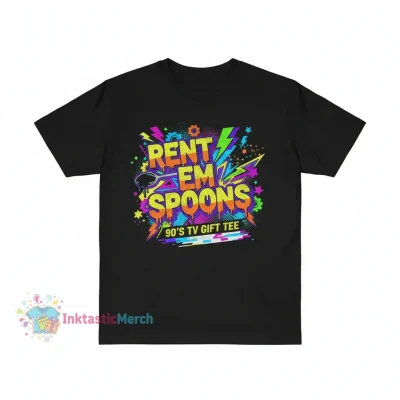 Rent Em Spoons 90's TV Gift Tee - Youth Heavyweight T-Shirt (XL, Black)