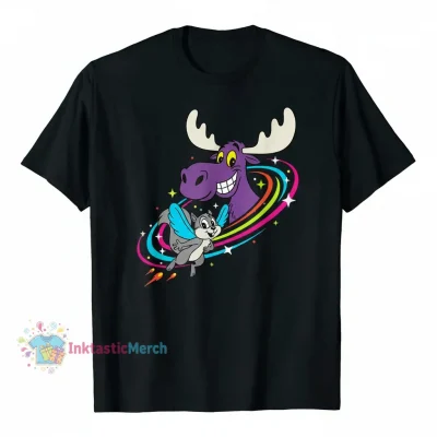 Rocky and Bullwinkle Men's Heavyweight T-Shirt - Black, Size S