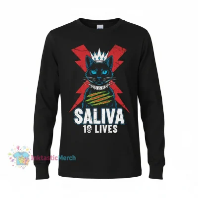 Saliva Band Logo 10 Lives Classic Long Sleeve Youth T-Shirt - XL Black
