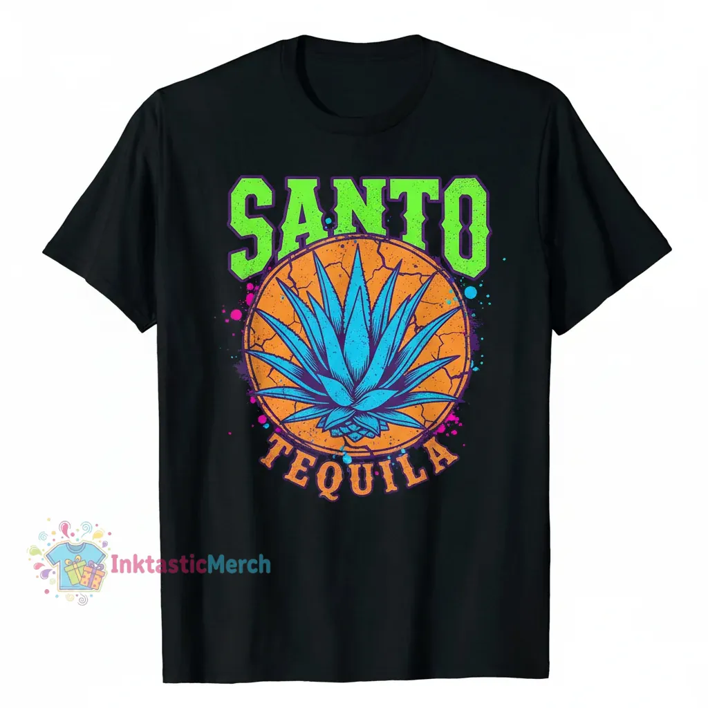 Santo Tequila Men's Heavyweight T-Shirt - Black, Size S 1 Santo Tequila Men's Heavyweight T-Shirt - Black, Size S