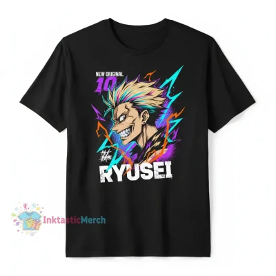 Shidou Ryusei Blue Lock Men's Heavyweight T-Shirt - Black, Size S