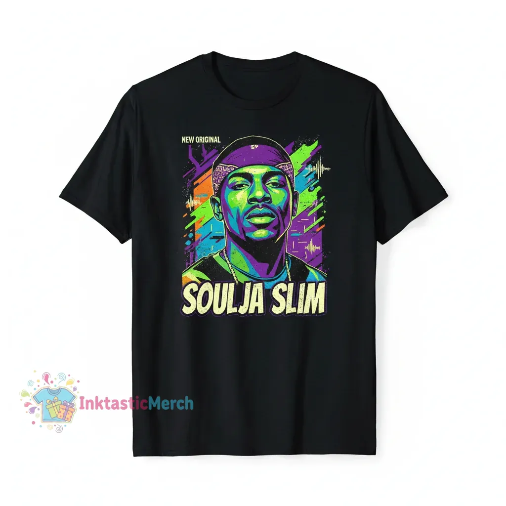 Soulja Slim Vintage Hip-Hop T-Shirt - Men's Heavyweight Black (Size S) 1 Soulja Slim Vintage Hip-Hop T-Shirt - Men's Heavyweight Black (Size S)