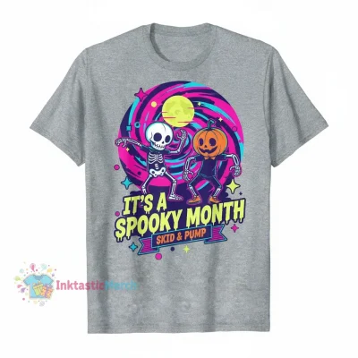 Spooky Month Skid and Pump Heavyweight Tee - Sport Grey