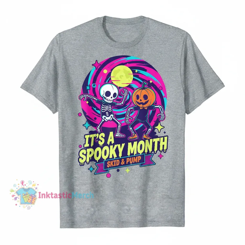 Spooky Month Skid and Pump Heavyweight Tee - Sport Grey 1 Spooky Month Skid and Pump Heavyweight Tee - Sport Grey