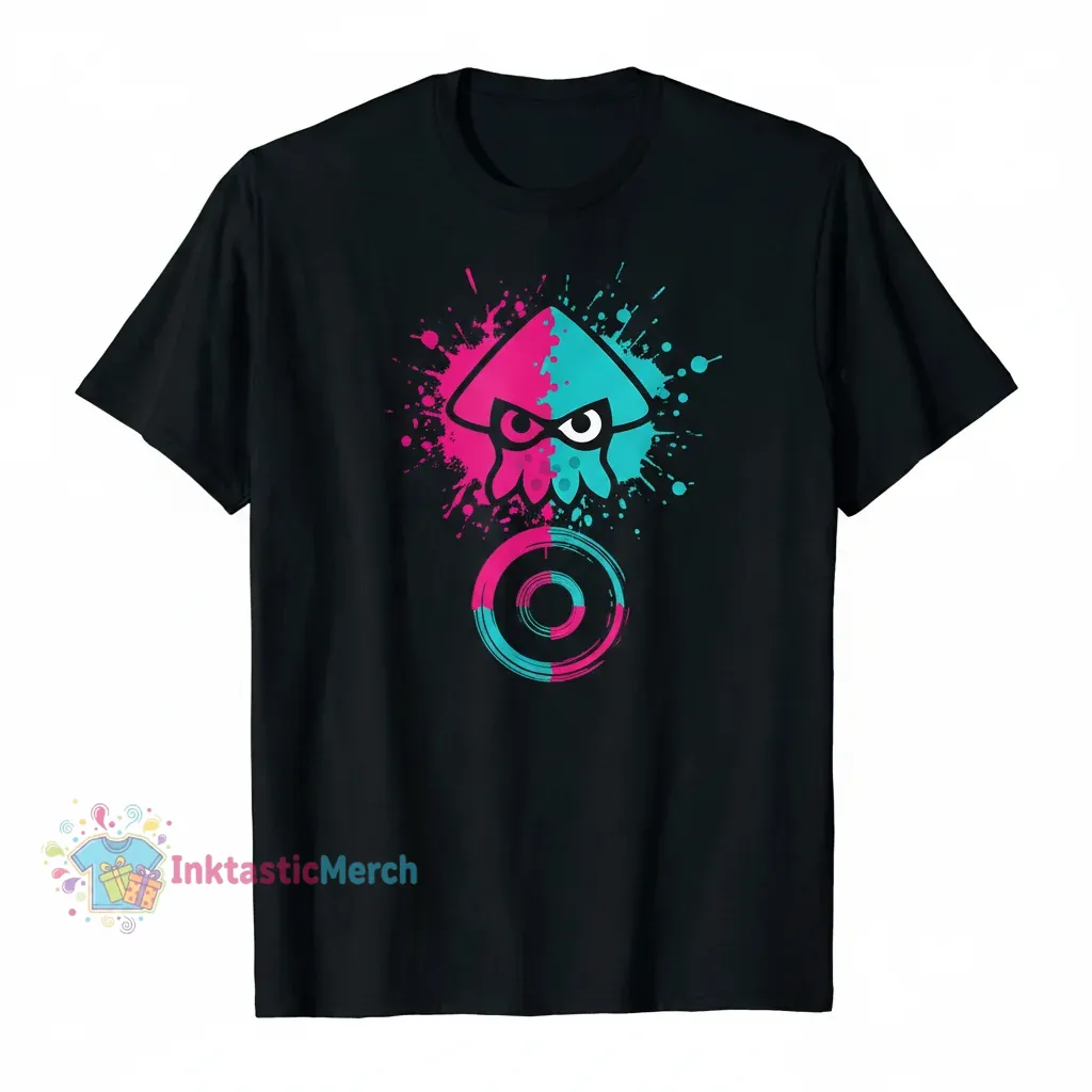 Squid Splatoon Men's Heavyweight T-Shirt - Black, Size S 1 Squid Splatoon Men's Heavyweight T-Shirt - Black, Size S