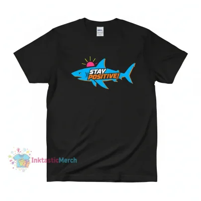 Stay Positive Shark Men's Heavyweight T-Shirt - Black, Size S