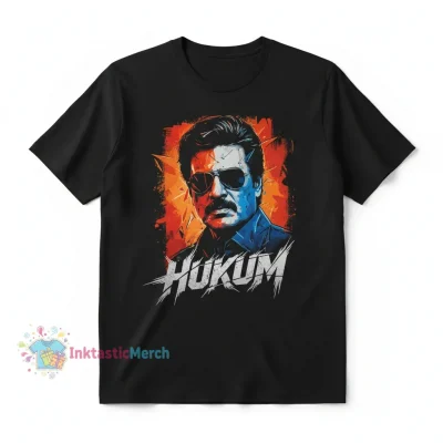 Superstar Rajinikanth Hukum T-Shirt - Men's Heavyweight - Black (Size S)