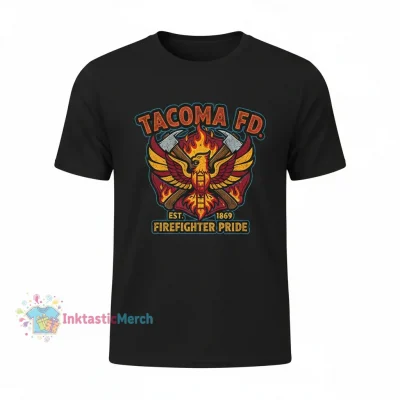 Tacoma FD Men's Heavyweight Logo T-Shirt - Durable Black, Size S