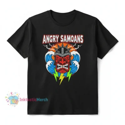 The-Angry-Samoans Heavyweight Black T-Shirt for Men - Size S