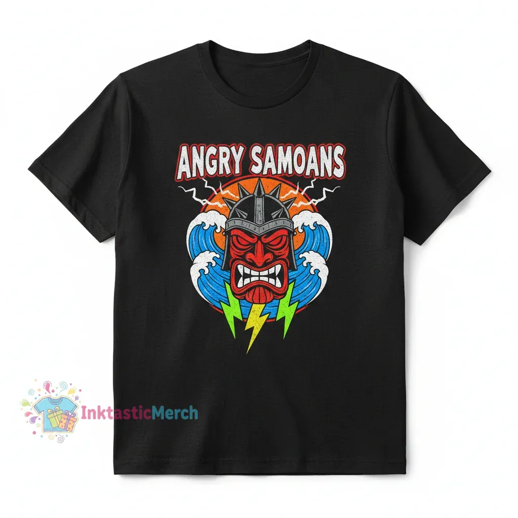 The-Angry-Samoans Heavyweight Black T-Shirt for Men - Size S 1 The-Angry-Samoans Heavyweight Black T-Shirt for Men - Size S