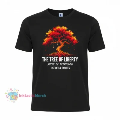 Thomas Jefferson 'Tree of Liberty' Heavyweight T-Shirt - Black (Size S)
