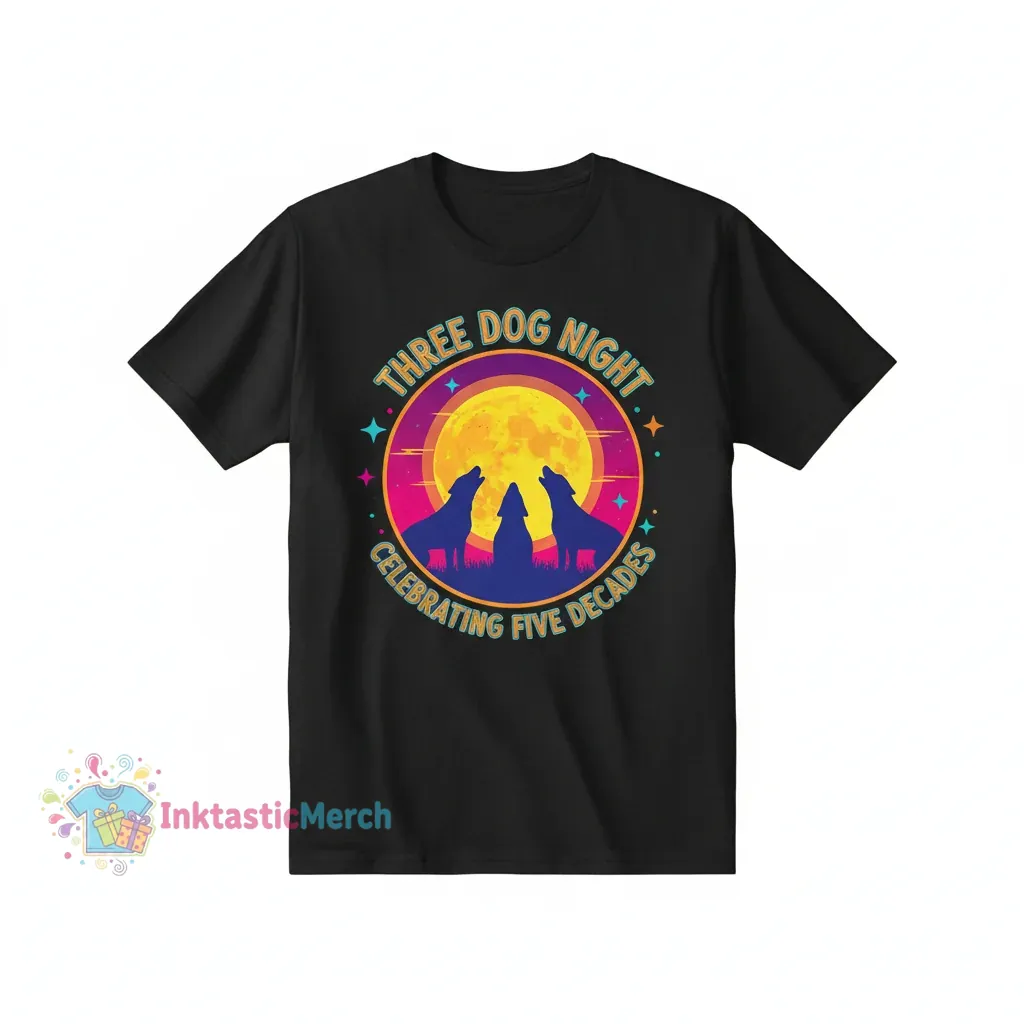 Three Dog Night Band Men's Heavyweight T-Shirt - Black, Size S 1 Three Dog Night Band Men's Heavyweight T-Shirt - Black, Size S