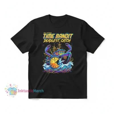 Time Bandit Deadliest Catch T-Shirt: Durable Black Heavyweight Cotton - Men's Size S