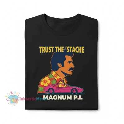 Men's Black Heavyweight Tom Selleck Magnum PI "Funny" T-Shirt - Size S