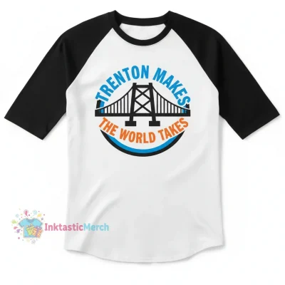 Trenton Makes, The World Takes: Iconic Baseball Tee - Men's S, White/Black