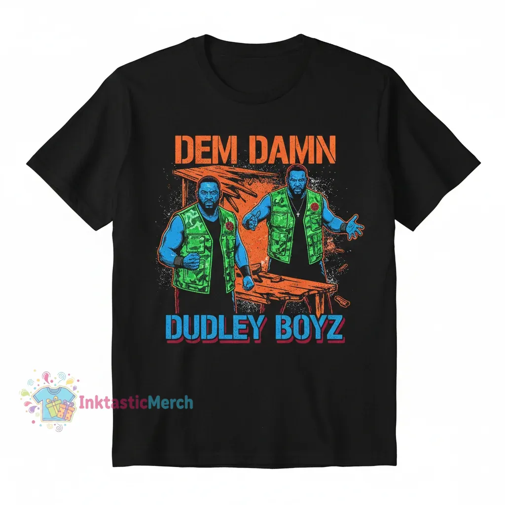 Vintage Dem Damn Dudley Boyz Tie Dye T Shirt - S Coral 1 Vintage Dem Damn Dudley Boyz Tie Dye T Shirt - S Coral