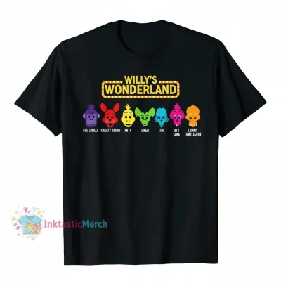 Willy's Wonderland Characters Men's Heavyweight Black T-Shirt (Size S)