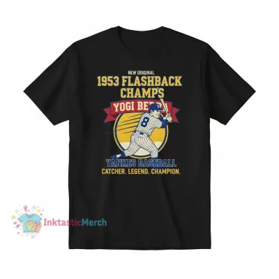 Yogi Berra 1953 Flashback Champs Men's Heavyweight T-Shirt, Black, Size S